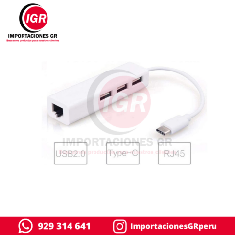 ADAPTADOR TIPO C A USB 2.0 Y RJ45